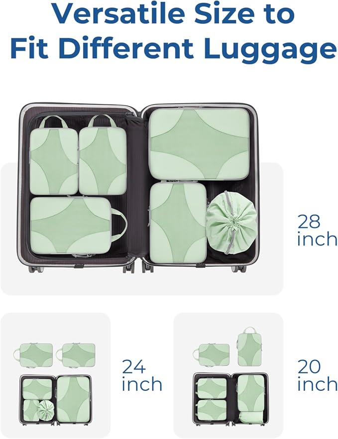 Bagsmart Compression Packing Cubes, Travel Bag Cruise Ship Essentials | Lightweight, Compressible Suitcase Organizer Set fit Standard Carry-On & Checked Luggage, 6 Set, 14 Set Washable Packing Bags - Image 6