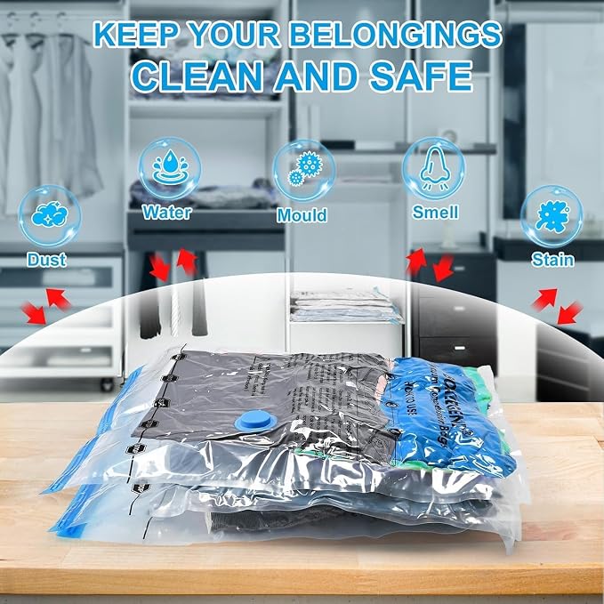 BoxLegend Vacuum Bag 6 Pieces, 3L*80x60cm +3S*60x40cm,Vacuum Storage Bag Travel Vacuum Reusable Garment Bag for Clothing Duvets Bed Wash Pillow Wool Blankets - Image 3