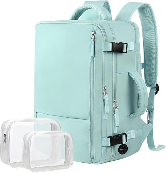 Hanples Large Travel Backpack for Women as Person Item Flight Approved, 35L Carry on Backpack, 17 Inch Laptop Backpack, Waterproof Backpack,Casual Bag with 2 Toiletry Bags (Mint Green) | 35L Carry on Backpack, TSA Flight Approved Anti Theft Travel Bag,... by Hanples