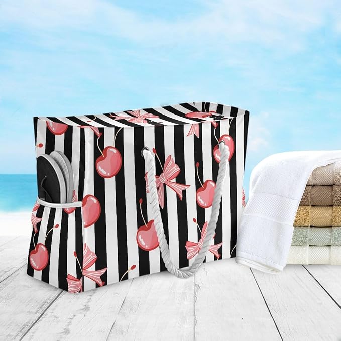 senya Large Beach Bags Totes Swim Canvas Tote Shoulder Bag Water Resistant Bags for Gym Travel Daily - Image 6