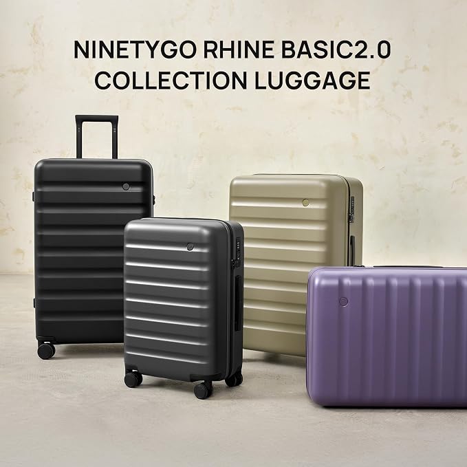 NINETYGO Carry On Luggage 22x14x9 Airline Approved, 20 Inch Luggage with Smooth Spinner Wheels, Lightweight, Hard Shell PC Suitcase Carry-On, Travel Luggage, TSA Approved (Black, Rhine Basic2.0) - Image 2