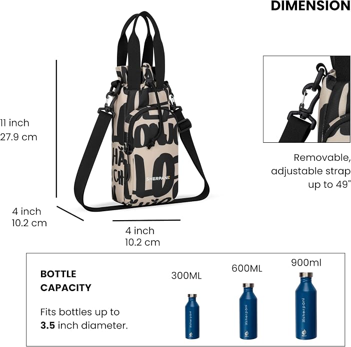 Sherpani Izzie, Water Bottle Crossbody, 32oz Bottle Carrier Bag | Bottle Holder Sling with Phone Pocket, Cross Body Drink Carrier Men Women, RFID Protection for Hiking Camping, Travel Gift - Image 4