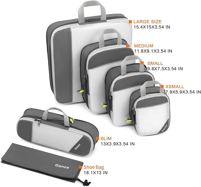 Gonex 4 Set Compression Packing Cubes with 6 Set Compression Packing Cubes，Mesh Packing Organizers - Image 2