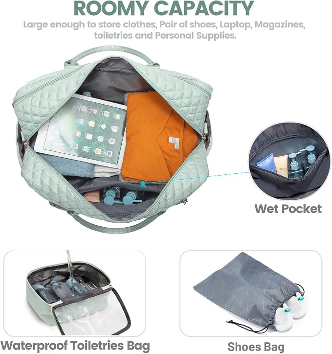 LOVEVOOK Travel Duffle Bag - Women's Weekender Carry On Overnight Laptop & Gym Bag With Toiletry/Shoe Pocket, Hospital Labor Bag - Image 3