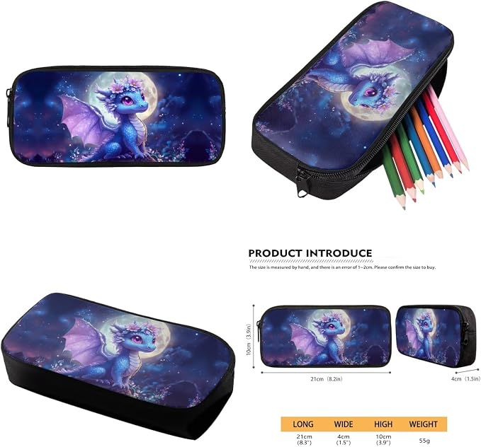 Dragon Backpack and Lunch Box Set Girl 6-8/8-10 Moon Kids Bookbags for 3rd Grade 4 in 1 Elementary School Back Pack with Lunch Bag Pencil Case Water Bottle Holder 17in Primary Schoolbag - Image 6