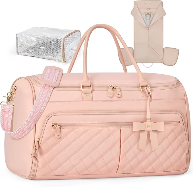 RAINSMORE Garment Bags for Travel Women Convertible Garment Duffle Bag for Hanging Clothes, Large Carry On Garment Bag with Shoe Bag & Wet Pocket, Foldable Dress Suit Business Travel Weekender Bags by RAINSMORE
