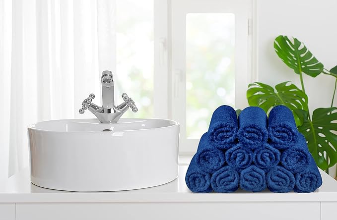100% Cotton Washcloths 24 Pack (12x12 Inches) Soft, Highly Absorbent Washcloth, Face Towels, Wash Cloths for Face, Ring Spun, Bulk Pack (Royal Blue) - Image 7