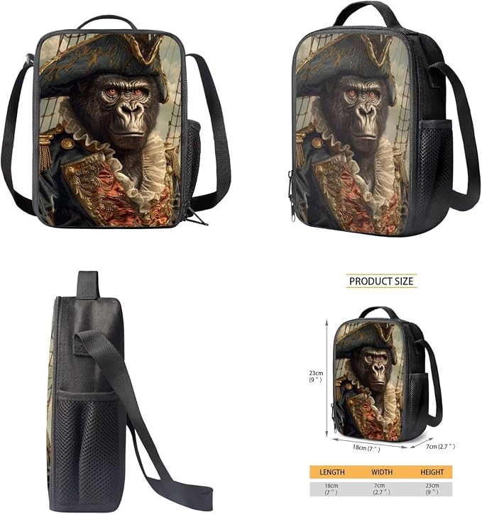 17 Inch Animal Print School Backpack And Lunch Box Set for Kids Lightweight Amazing Gorilla Backpack for Boys Girls Sturdy School Bag with Insulated Lunchbox Pencil Case Student Bookbag - Image 5