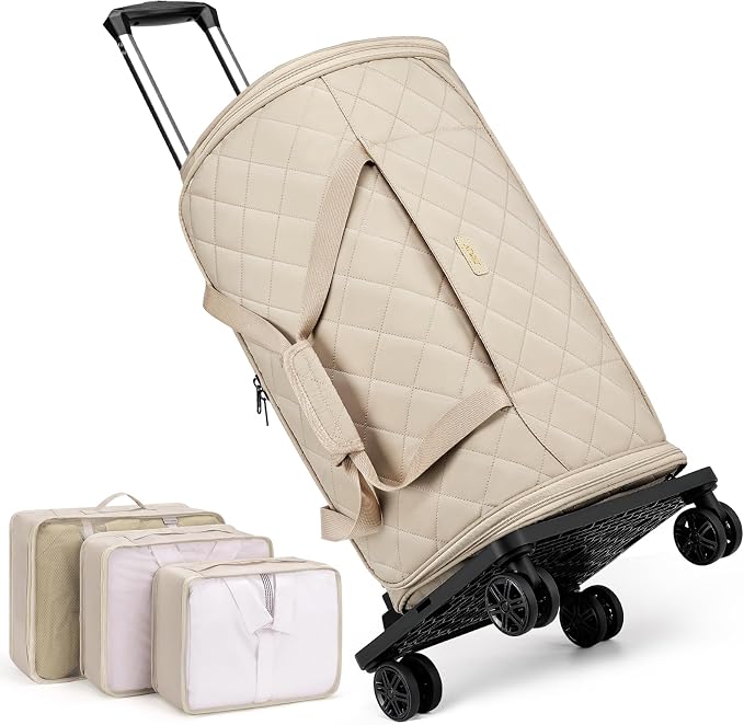 Rolling Garment Bags for Travel - Carry on Convertible Garment Duffle Bags with Wheels for Men Women, 4 in 1 Large Travel Duffel Bags with Shoes Compartment Hanging Suit Dress Weekender Bag 4pcs Set by IBFUN
