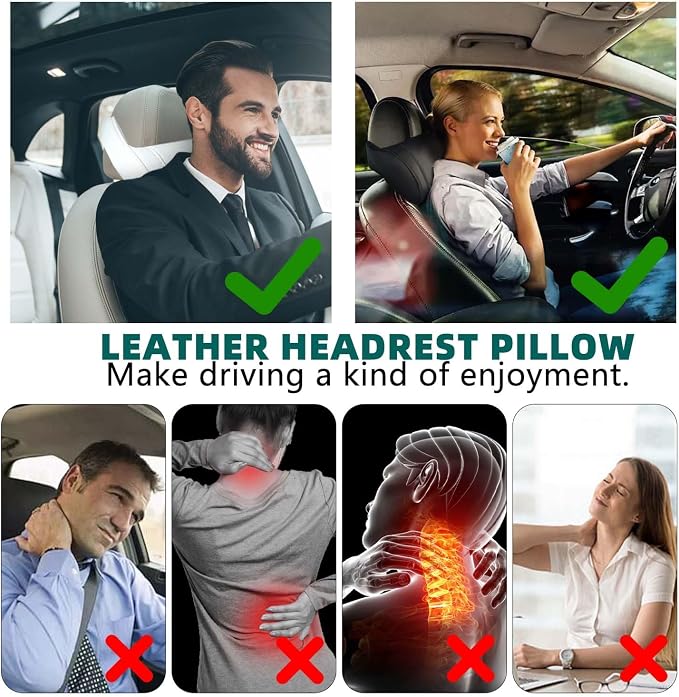 TOPABYTE Car Neck Pillow for Driving Memory Foam Headrest Black, 2 Packs | Breathable Automotive Seat Cushions of Headrests for Relieving Neck Stiffness Seat Neck Support Pillow, Fits All Vehicles - Image 2