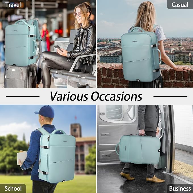 Lubardy Travel Backpack for Men Women 17 Inch Flight Approved Carry on Backpack Waterproof Large 40L Luggage Daypack Business College Weekender Overnight Laptop Backpack with 3 Packing Cubes, Green - Image 7