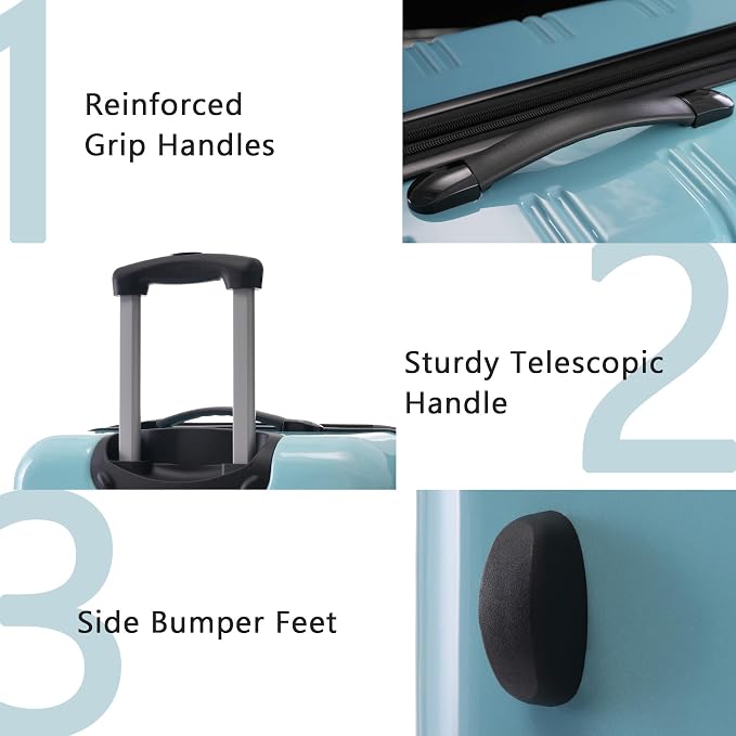 Merax Luggage Sets 3 Piece, Hardside Suitcase with Spinner Wheels,20+24+28 | Lightweight Gradient Color Suitcase with Carry on Luggage, Expandable Convenient Travel,Gradient Blue - Image 5