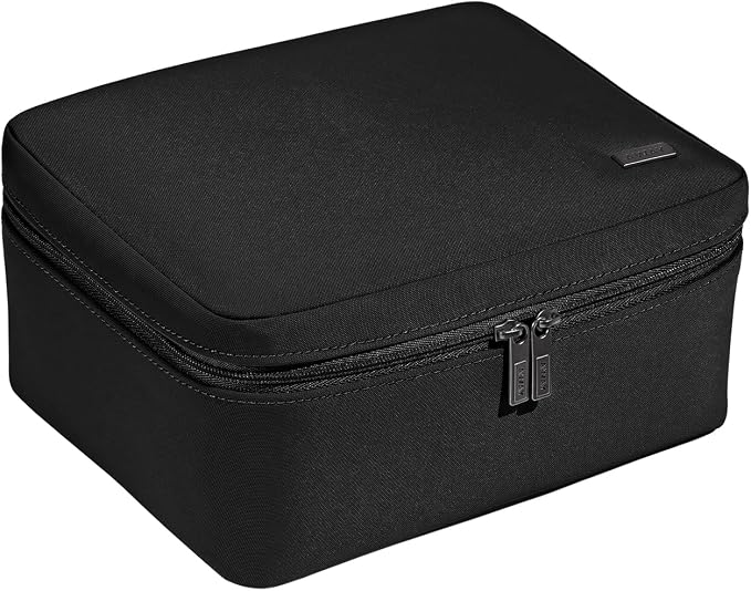 Away The Cosmetics Bag - Water-Repellent Cosmetic Travel Bag with Detachable Brush Organizer, Spill-Proof Bottom Compartment, Transparent Pockets - Jet Black by Unknown