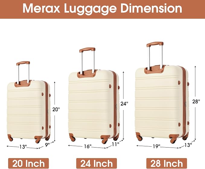Merax Luggage sets of 3 Piece Carry on Luggage Airline Approved,Hard Case Luggage Expandable Checked Luggage Suitcase Set with Wheels(White) - Image 6