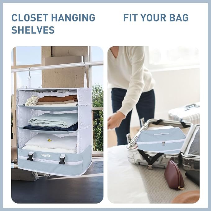 TABITORA Portable Hanging Travel Shelves Bag Packing Cube Organizer Suitcase Storage Large Capacity - Image 2