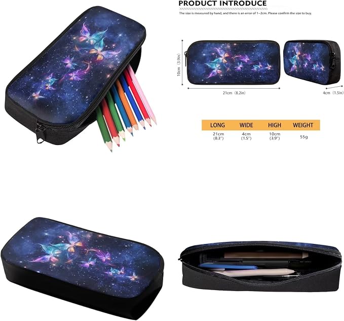 Galaxy Butterfly Backpack for Girls Kids Backpack with Lunch Box Water Bottle Carrier with Strap and Aesthetic Pencil Case 4PCS Set Bookbag with Compartments for School Teens 17" School Bag - Image 6