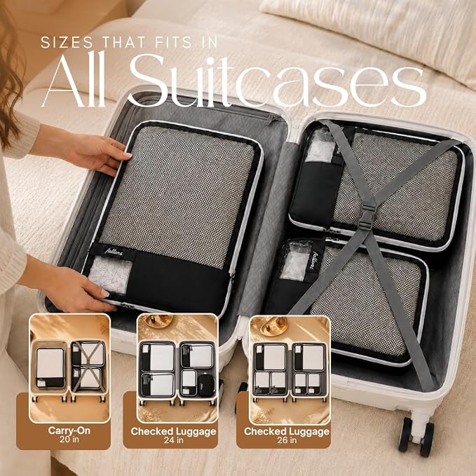 2 Set Luxury Compression Packing Cubes for Travel - Lightweight Luggage Organizer Bags - Durable Space Saver Bags - Travel Essentials - Image 9