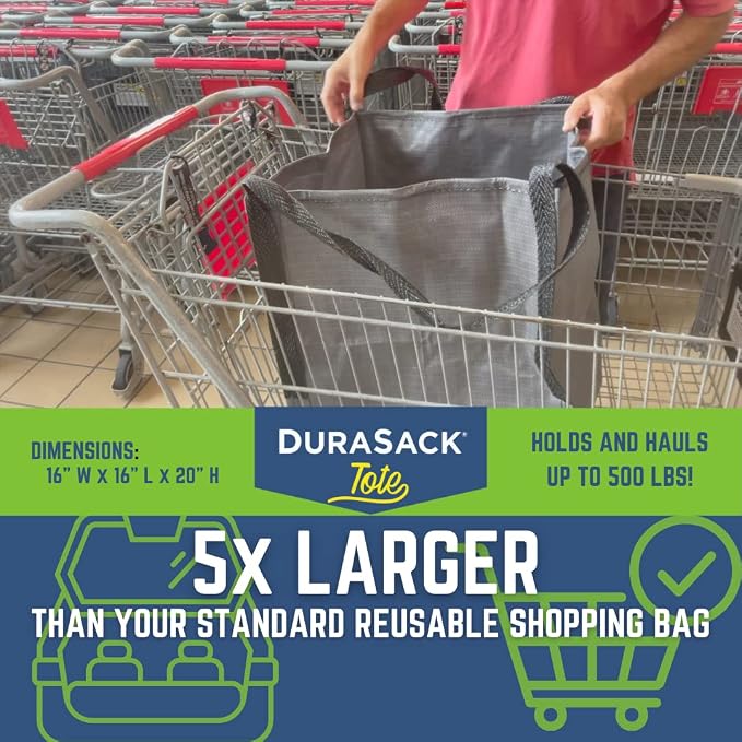 DURASACK Heavy Duty Storage Tote Bag 22-Gallon, Multicolored, Pack of 4 | Rugged Woven Polypropylene Moving Bag, Reusable Self-Standing Design, Holds up to 500 Pounds - Image 5