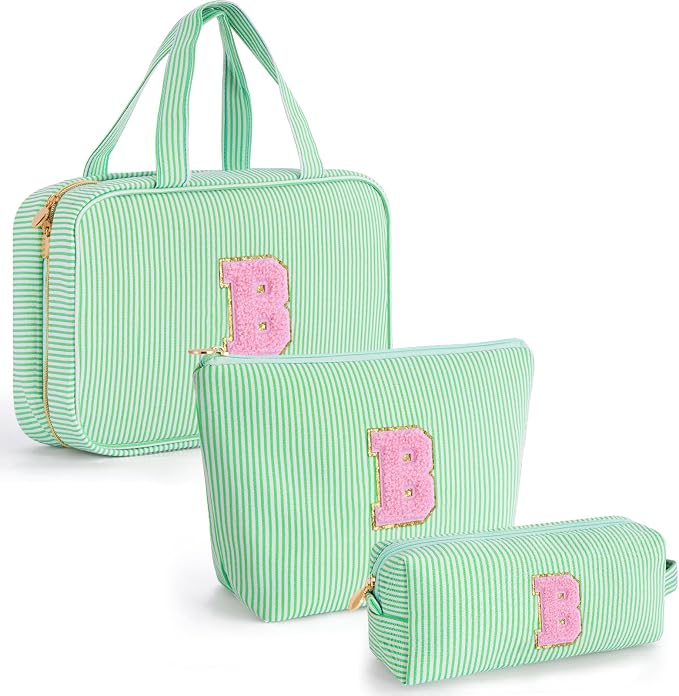 Gifts for Teen Girls Women - Travel Hanging Toiletry Bag & Makeup Bag - Personalized Initial Cosmetic Bag | Birthday Gift for Girl Trendy Stuff - Green B by Unknown