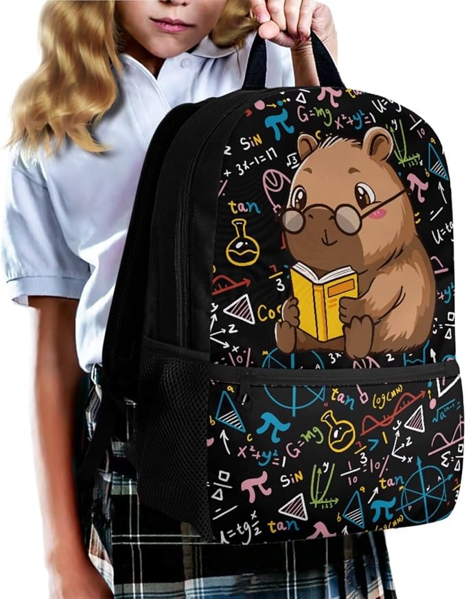 Capybara and Books 3 Pieces Kids Backpack Set Girls Boys Bookbag with Lunch Bag and Pencil Case School Bags for Elementary Primary Student - Image 6