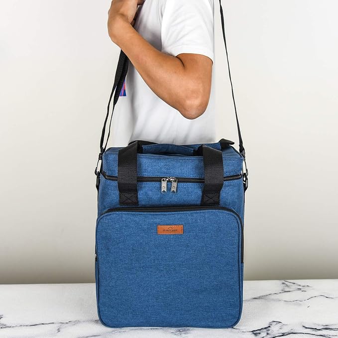 Freshore® Insulated Wine Carrier 6 Bottle Bag Tote Removable Padded Divider Cooler - Portable Travel Carrying Canvas Case Adjustable Shoulder Strap - (Space Grey) - Image 6