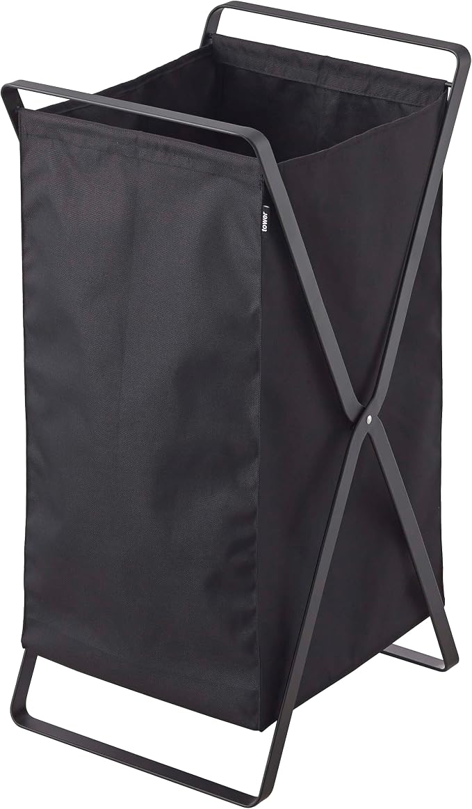 Yamazaki Home Tower Laundry Basket - Foldable Storage Hamper Organizer, 25" - Steel - 10.9 Gallons, 45 Liters by Unknown