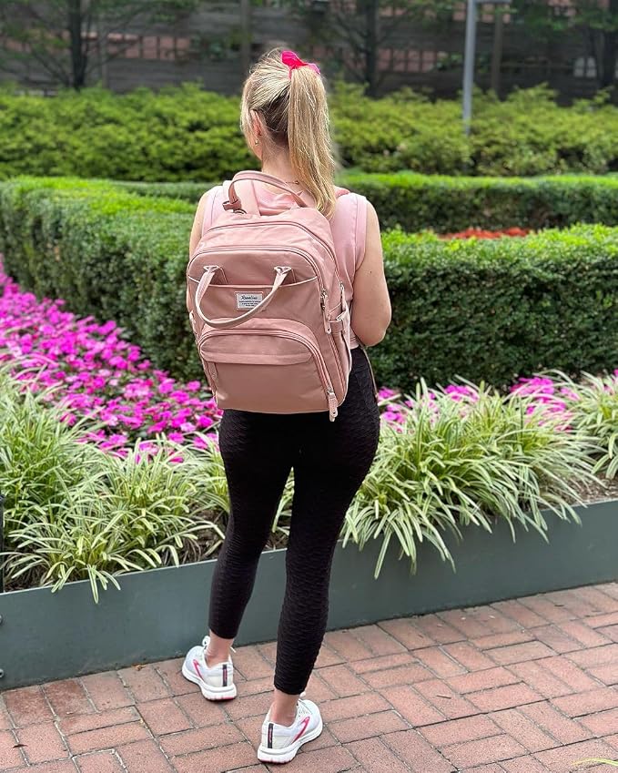 RUVALINO Diaper Bag Backpack, Multifunction Travel Back Pack for Girls, Maternity Baby Changing Bags with Changing Pad for Mom, Large Capacity, Waterproof and Stylish, Pink - Image 9