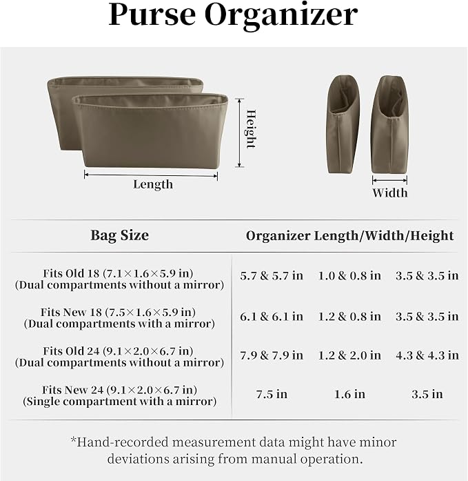 Satin Purse Organizer Insert for Constance 24, Etoupe grey | Tailored Fit, Multiple Pockets, Lightweight Satin, Purse Essentials, Ideal for Travel, Shopping, and Daily Use - Image 8
