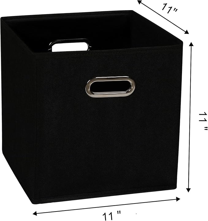 Fabric Cloth Storage Bins,Fabric Cube Organizer with Dual Handles Foldable Cube Storage Baskets for Home Bedroom Storage,Set of 6, Black - Image 2