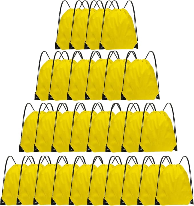Grneric Drawstring Bags 28 PCS Drawstring Backpack Bulk String Backpack Cinch Bag Sackpack for Men Women Gym (Yellow) by Grneric