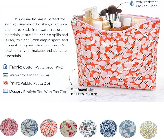Jacaranda Living Medium Cosmetic Bag – Waterproof PVC-Lined Cosmetic & Toiletry Organizer, Zipper Pouch for Skincare, Makeup & Accessories, Leaf Dance - Image 8