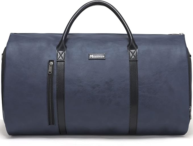 Garment Bags for Travel, 45L Carry-On Convertible Duffle with Strap | 2-in-1 hanging suit bag converts to duffel, shoe compartment, waterproof PU leather, wrinkle-free, detachable strap by Modoker