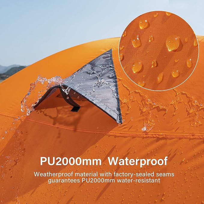 BISINNA 2/4 Person Camping Tent Lightweight Backpacking Tent Waterproof Windproof Two Doors Easy Setup Double Layer Outdoor Tents for Family Camping Hunting Hiking Mountaineering Travel - Image 7