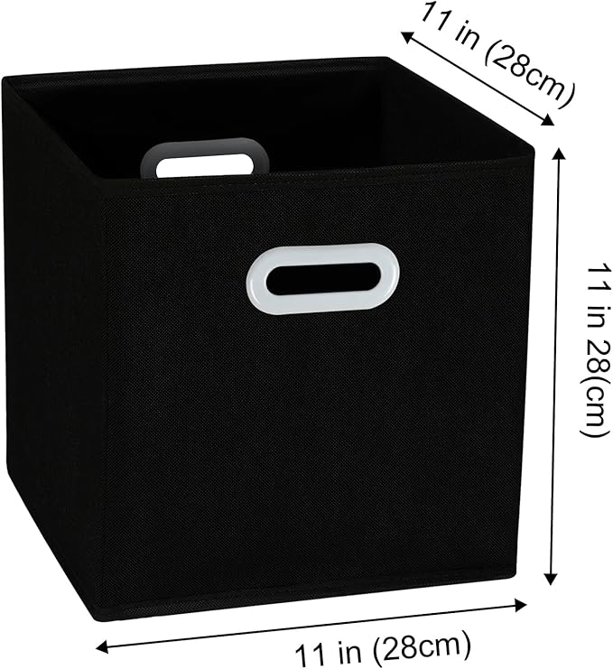 Fabric Cloth Storage Bins,Cube Organizer with Dual Handles Foldable Baskets for Home Bedroom,Set of 3, Black - Image 2