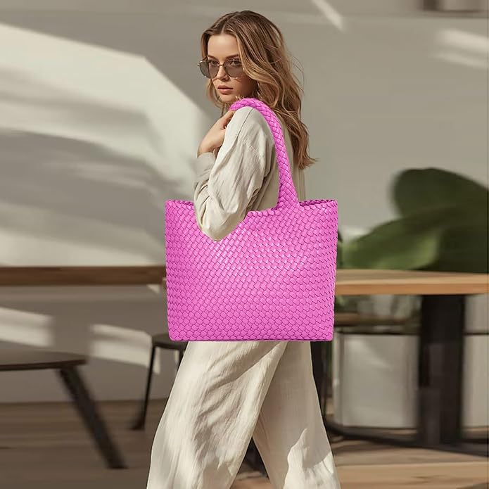 JINMANXUE Fashion Woven Bag Shopper Bag Travel Handbags and Purses Women Tote Bag Large Capacity Shoulder Bags - Image 3