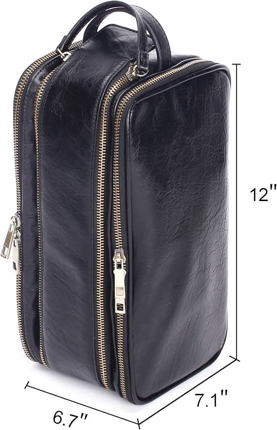 Travel Toiletry Bag for Men Leather Dopp Kit Bags Personalized Christmas Gift Black - Image 4