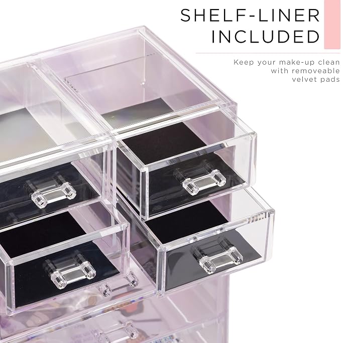 Sorbus Acrylic Makeup Organizer Set, 7-Drawer Vanity & Countertop Cosmetic Storage with Small & Wide Compartments, Tie Dye Makeup Storage for Brushes, Jewelry – Holiday Gift for Women & Teens - Image 5