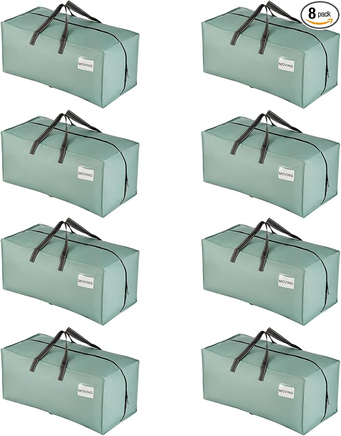 VENO 8 Pack Heavy Duty Moving Bags with Backpack Straps, Zippers & Handles, Extra Large Packing Bags for College Dorm Essentials, Moving Supplies Alternative to Cardboard Moving Boxes by Veno