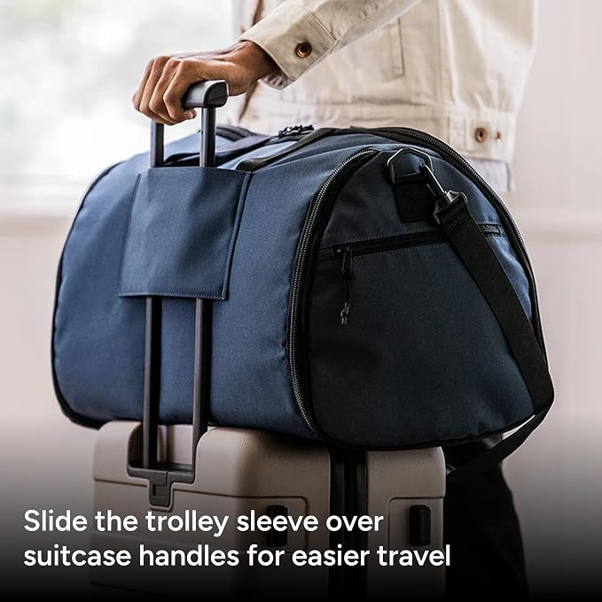 Halfday Convertible 2-in-1 Garment Duffel Weekender Bag 45L: Wrinkle-Free Travel (Hanging Suit Compartment, Shoe Pockets, Trolley Sleeve), Durable & Water-Resistant Carry-on, Marine - Image 7