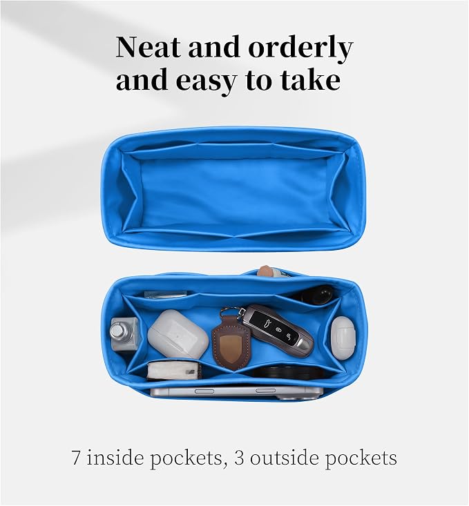 Satin Purse Organizer for Birkin 30 Retourne, Blue zanzibar | Custom Fit, Multiple Pockets, Lightweight Purse Essentials, Ideal for Travel, Shopping, and Daily Use - Image 5