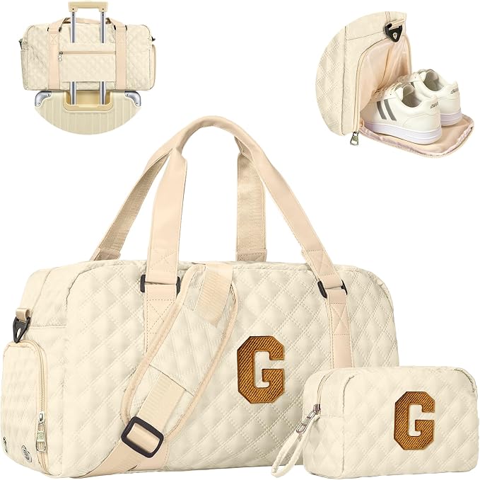 Elilier Womens birthday gifts, Initial Travel Duffel Bag, Gym Bag, Gift for Kids, Monogram Overnight Bag, Friends Niece Gifts Mother In Law Gifts Birthday Gifts, Graduation Gifts by Elilier