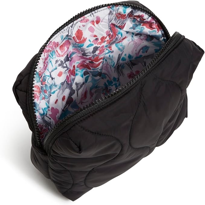 Vera Bradley Women's Featherweight Medium Cosmetic Makeup Organizer Bag, Black, One Size - Image 2