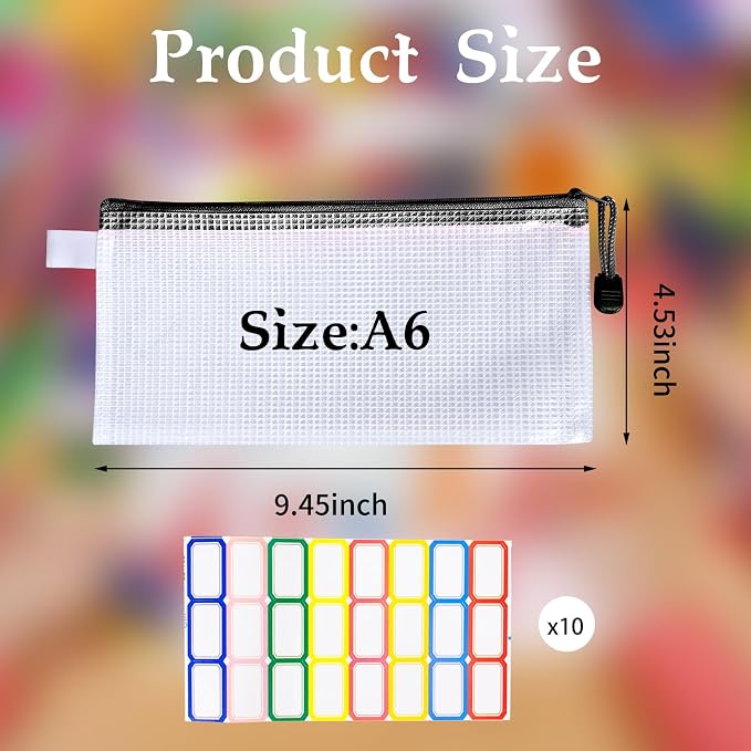 220 Pack A6 Mesh Zipper Pouch Bags Black 9.4 x 4.5 Inch Pencil Pouches Bulk Small Mesh Bags with Zipper Waterproof Zipper File Bags for Travel Puzzles School Office Supplies Organization - Image 2