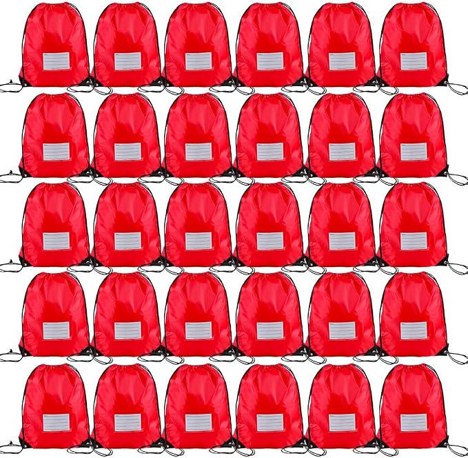 30 Pack Drawstring Bags,Bulk Draw String Backpack, DIY Gym Sports Cinch Bag Sackpack for Women Men, Red by CODOBON