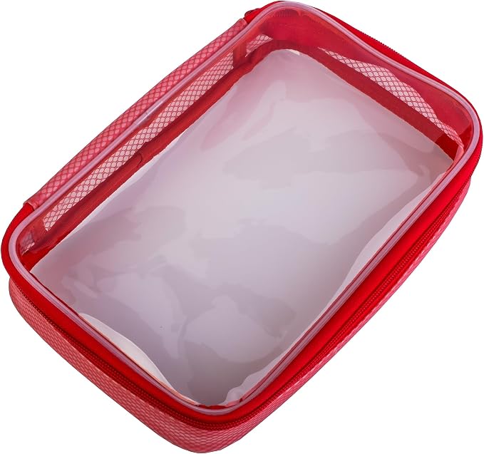 Filmsticks Set of 3 Transparent TPU Storage Cases, Red, Small Medium Large, 170 x 50 x 135 mm to 250 x 50 x 160 mm, Clear Zip Organisers for Camera Gear, Cables, Tools and Accessories - Image 3