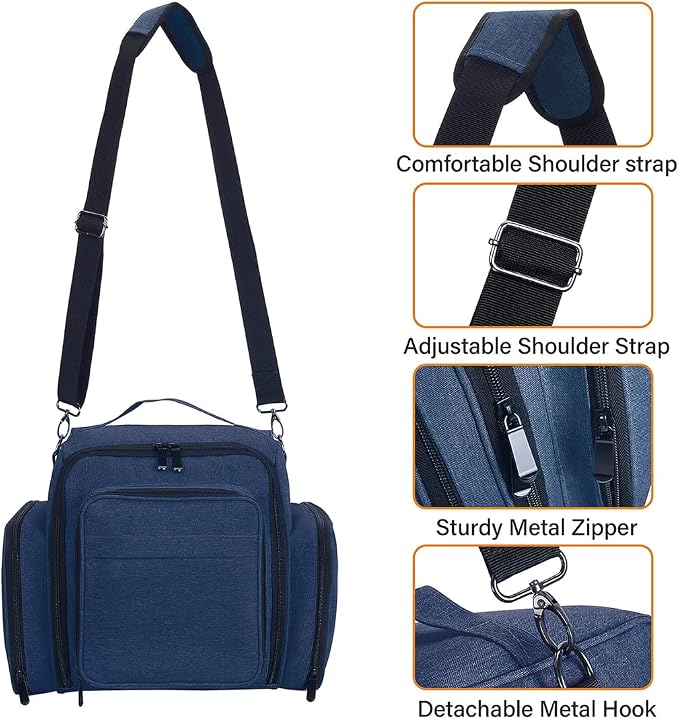 Nail Polish Organizer Case Hold 60 Bottles with 2 Detachable Bag,Blue | Portable Travel Storage Box Designed for Women's Nail Tools, Essential Oils and Cosmetics Sets - Image 5