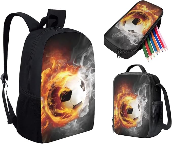 AFPANQZ Kids Backpack 3 Pieces Set Large Capacity School Bags with Heat Insulated Lunch Bags Small Pencil Bags 3 Pack - Image 2