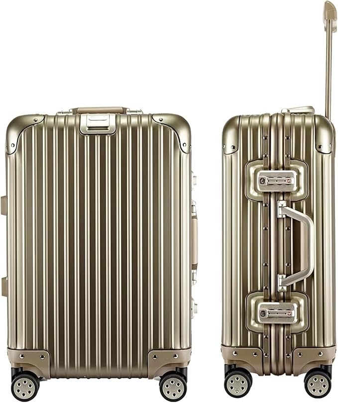 HotWay 24 Inch All Aluminum Checked In Luggage with Wheels, Hard Shell Zipperless Suitcase with TSA Locks, Silver Travel Luggage (22x14x9 Airline Approved) by HotWay