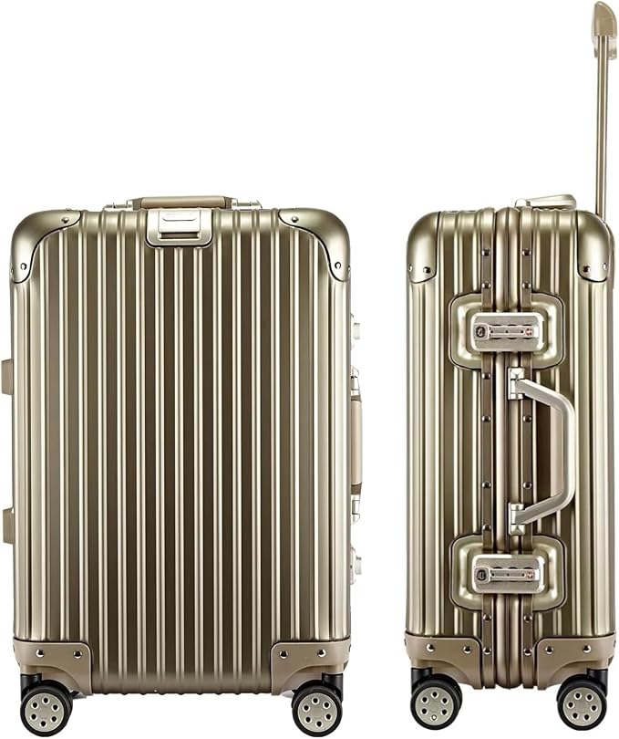 HotWay 20 Inch All Aluminum Carry On Luggage with Wheels, Hard Shell Zipperless Suitcase with TSA Locks, Gold Travel Luggage (22x14x9 Airline Approved) by HotWay