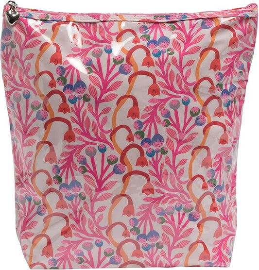 Jacaranda Living Large Cosmetic Bag – Water-Resistant Makeup & Toiletry Bag with PVC-Lined Interior, Travel Beauty Organizer, Strawberry Vine by JacarandaLiving